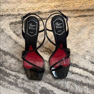 Roger Vivier Black and Red Strappy Heels